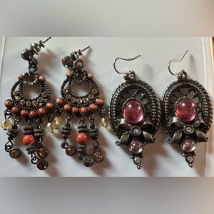 2 pair Antique looking Vintage Dangle/Drop Earrings for pierced ears